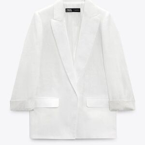 Zara Women's White Linen Blazer